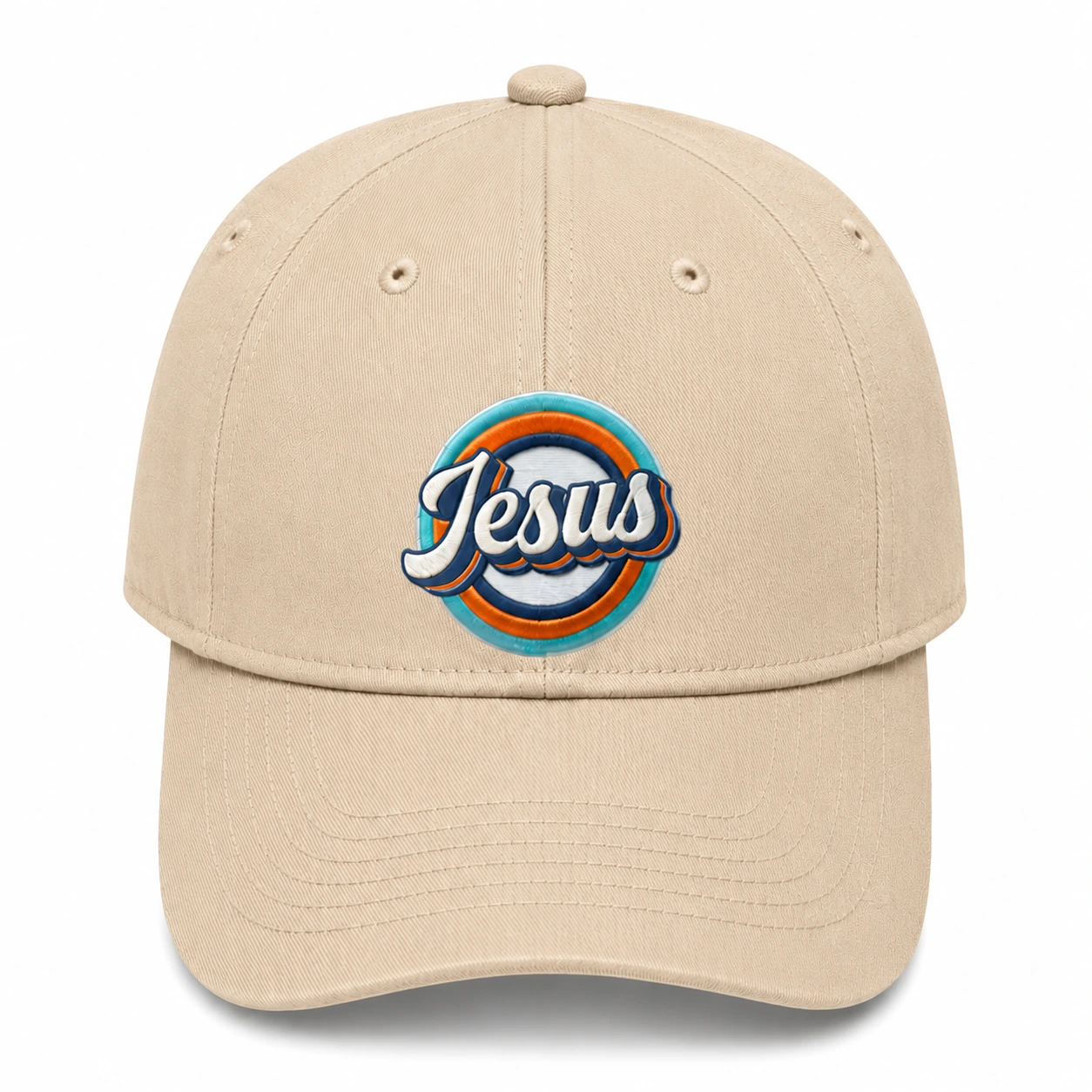 Jesus Retro Colorful Christian snapback cap in Beige