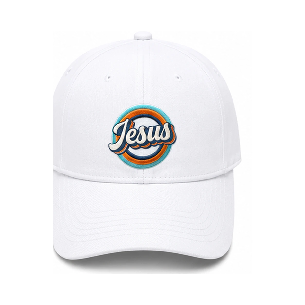 Jesus Retro Colorful Christian snapback cap in White