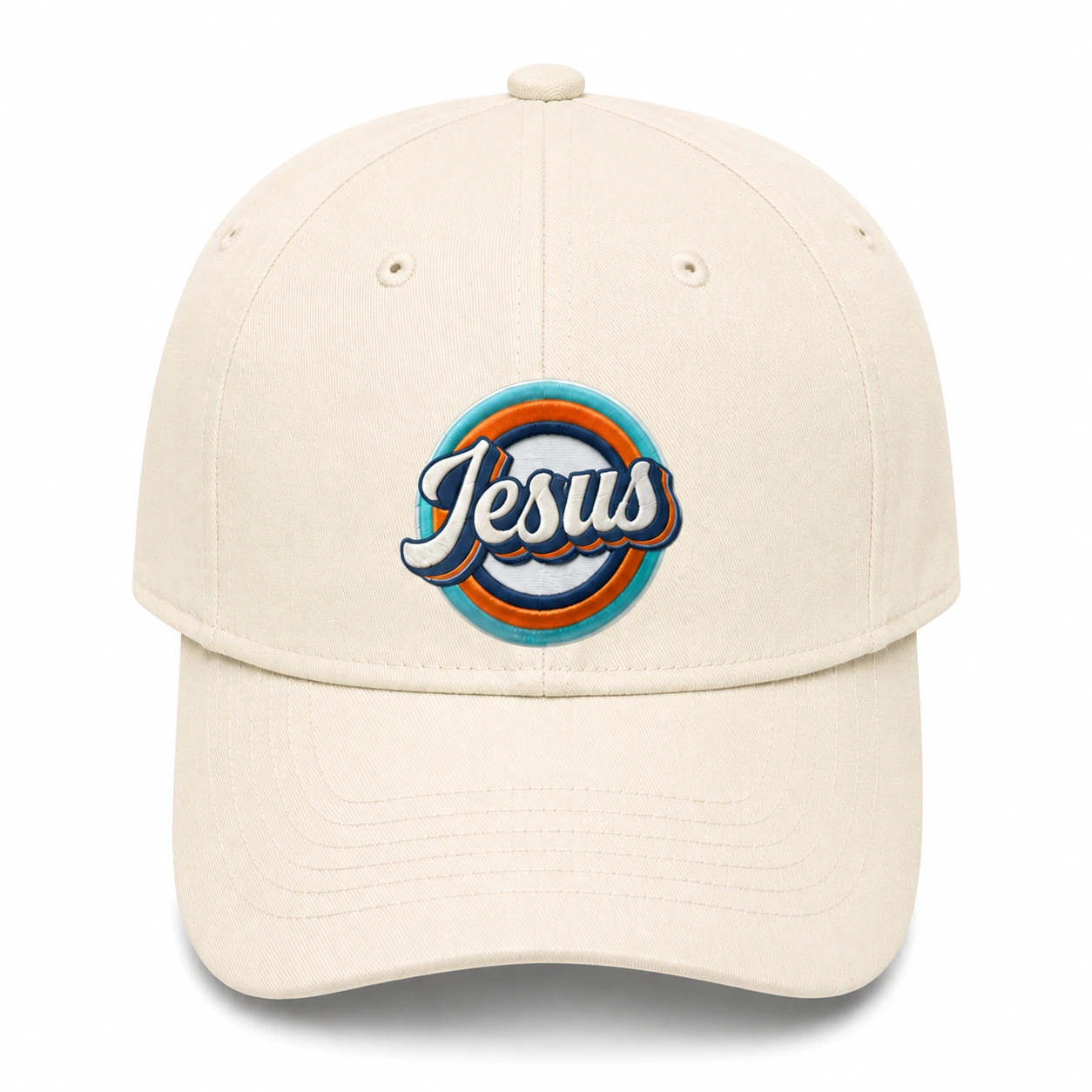 Jesus Retro Colorful Christian snapback cap in Cream