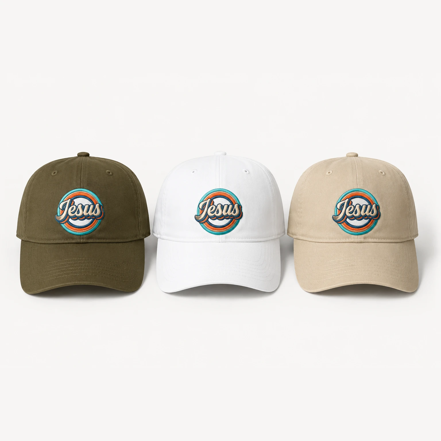 Jesus Retro vintage Christian caps — multiple colors with oval patch